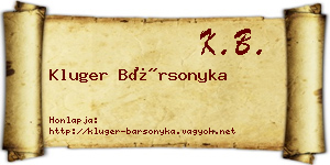 Kluger Bársonyka névjegykártya
